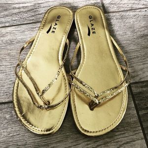 3 For $15 Gold Glitter Flip-Flops